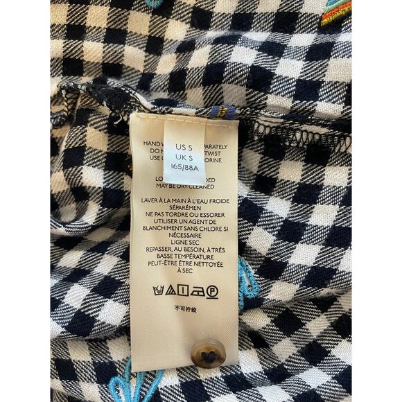 Urban Outfitters Pilcro Womens Small Button Up Gingham Black White Embroidered - Picture 6 of 11